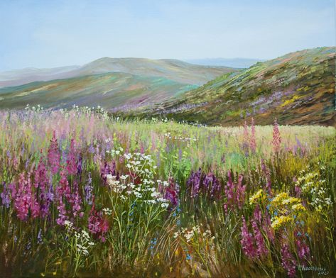 Flower Valley, Pink Purple Flowers, Floral Field, Scotland Landscape, Flowers Field, Wal Art, White Violet, Summer Meadow, Violet Flowers