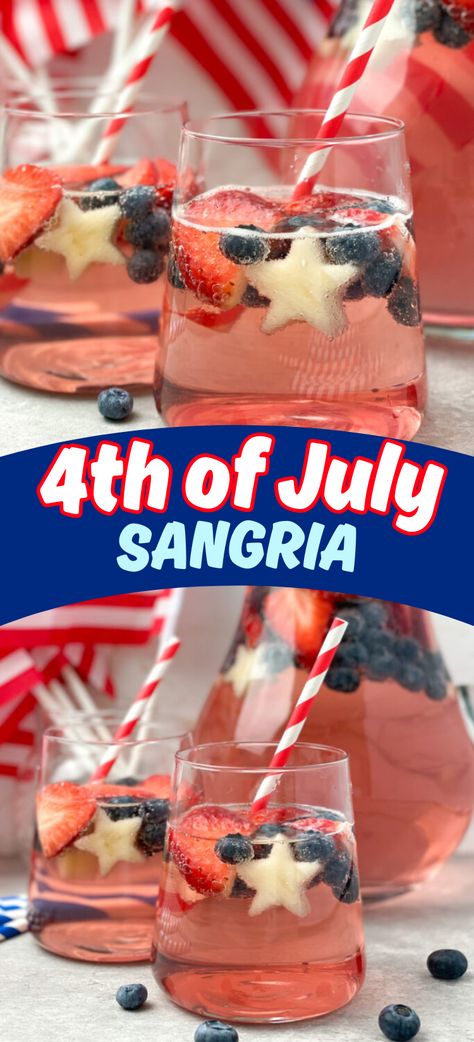 Red White And Blue Sangria – is a patriotic drink that is perfect to serve for a large crowd. It’s a sweetened, refreshing cocktail recipe perfect for celebrating the 4th of July. Patriotic sangria recipe that is going to be loved at your red, white and blue party! 4th of July cocktails, 4th of July drinks, red white and blue cocktails. Sangria Recipes 4th Of July, July 4th Sangria Recipes, 4 Of July Drinks Alcohol, Fourth Of July Alcoholic Punch, Large Batch 4th Of July Cocktail, Red White And Blue Brunch, 4th Of July Cocktail Recipes, 4th Of July Sangria Recipes, 4th Of July Drink Ideas