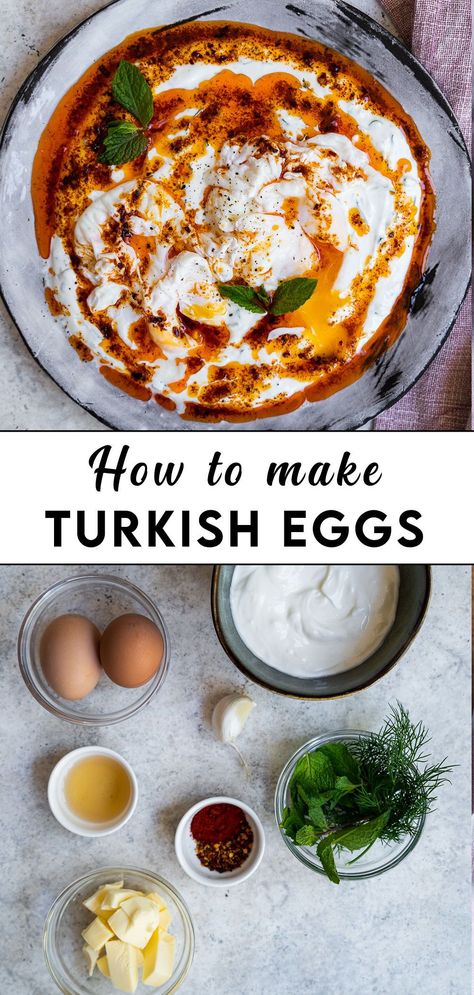 Eggs In Yogurt, Turkish Egg Recipes For Breakfast, Egg And Yogurt Breakfast, Turkey Egg Recipes, Turkish Poached Eggs With Garlic Yogurt, Eggs And Yogurt, Poached Eggs Recipe Breakfast, Turkish Eggs With Yoghurt, Eggs Suzette Recipe