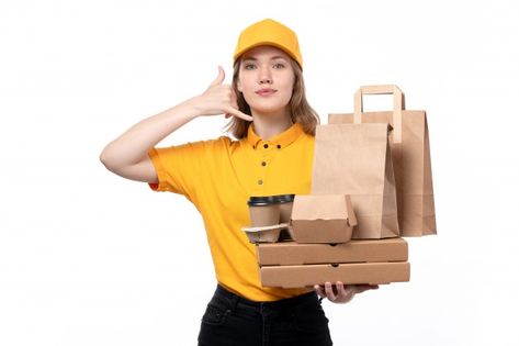 Delivery Uniform Design, Delivery Ads, Food Delivery Website, Food Delivery Packaging, Friends Cafe, Holding Coffee, Call Sign, Coffee Delivery, Delivery Food