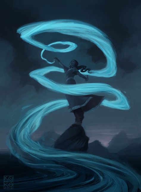 Avatar The Last Airbender - Katara - Waterbender - Water Bending. Avatar Fan Art Katara, Atla Katara Waterbending, Katara Waterbending Poses, Water Bending Art, Waterbending Art, Kitara Avatar, Katara Bending, Avatar The Way Of Water Art, Katara Healing