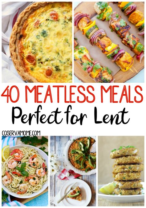 Are you looking for some easy meatless meals for let? Then you've come to the right place. Read on to check out 40 Great meatless recipes to delight your family!  #meatlessmeals #lent #easymeatlessmeals Good Meatless Dinners, Family Meatless Dinner Ideas, Meatless Recipes For Lent, Lent Friendly Meals, Meatless Lent Meals, Meatless Friday Dinners, Vegetarian Easter Dinner Recipes, Lenten Meals Meatless, Lent Breakfast Recipes