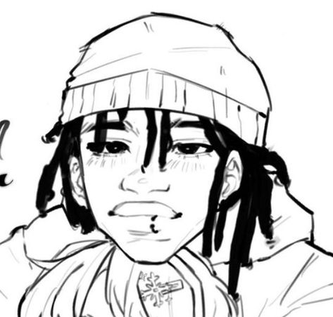 Locs Male Drawing, Dread Head Pfp Anime, Black Dude Drawing, How To Draw Afro Hair Male, Guy With Locs Drawing, Dreads Styles Drawing Reference, Poc Men Art, Black Hair Texture Drawing, How To Draw Locs Male