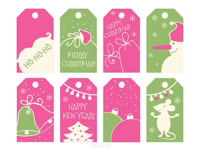 Printable Christmas Tags Pink Green Bells Santa Gifts Tree Mouse Snowman Baubles 8 Free Printable Christmas Tags, Pink Green Christmas, Printable Holiday Tags, Christmas Tag Templates, Free Christmas Tags Printable, Christmas Printable Labels, Printable Christmas Tags, Christmas Gift Tags Template, Free Printable Christmas Cards