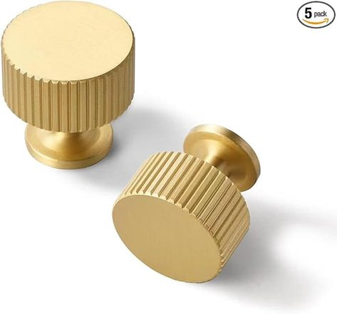 SALISENG- 5 Pack Solid Brass Kitchen Cabinet Knobs,Matt Gold Drawer Pulls, 1-1/10 Inch 28mm Diameter, Modern Furniture Handles for Cupboard Wardrobe (BOURGUE) - Amazon.com Brushed Gold Kitchen, Modern Kitchen Hardware, Bathroom Cabinet Knobs, Gold Drawer Knobs, Gold Cabinet Handles, Gold Drawer Pulls, Gold Dresser, Dresser Drawer Knobs, Gold Knobs