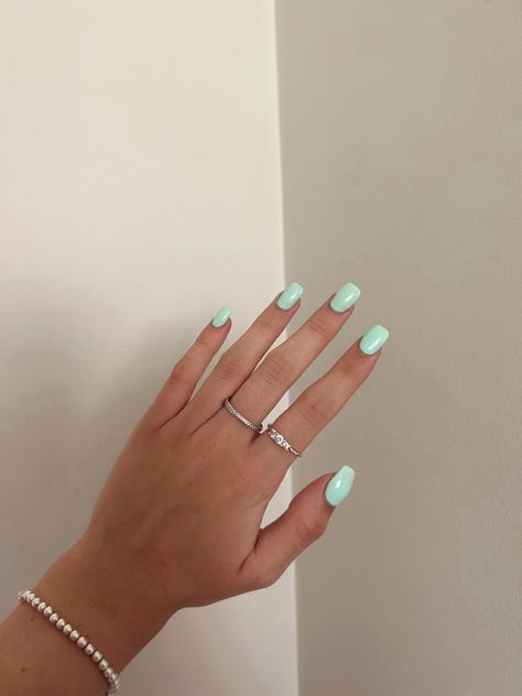 Short Torquise Nails, Mint Pastel Nails, Light Mint Blue Nails, Pale Turquoise Nails, Pale Aqua Nails, Sea Foam Blue Nails, Mint Green Square Nails, Mint Square Nails, Pale Mint Nails