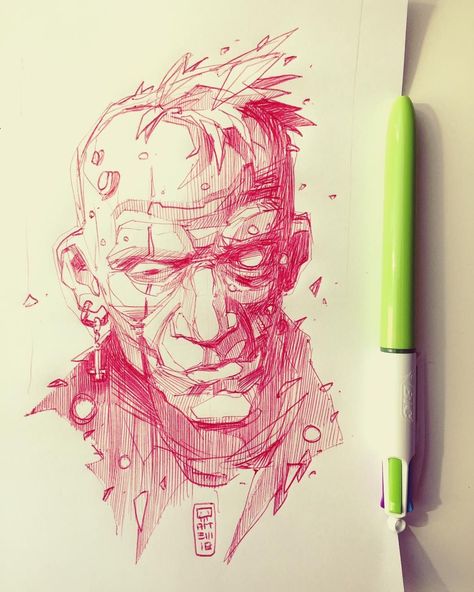 Rage Drawing, Artem Solop, Davinci Art, Multicolor Pen, Streets Of Rage, Comic Illustrations, Sketching Illustration, Ballpoint Pen Art, Ink Pen Art