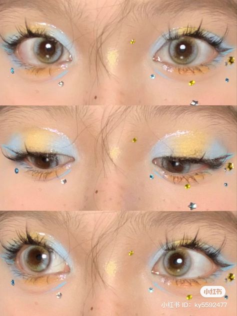 Dr Makeup, Moodboard Theme, Skincare Headband, Shower Makeup, Eyeshadow Blue, Maquillage On Fleek, Funky Makeup, Yellow Makeup, Cute Eye Makeup