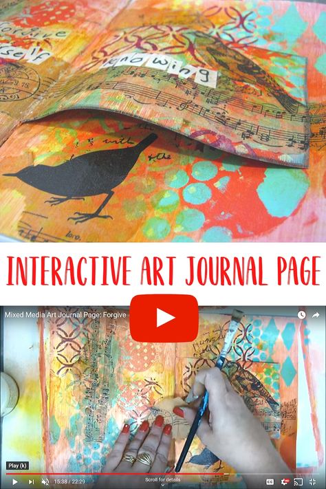 How to make an interactive art journal page with no special skills Art Journal Tutorial Videos, Art Journal Videos, Interactive Art Journal, Art Journal Ideas For Beginners, Art Journaling Techniques, Interactive Art Projects, Journaling Techniques, Journal Tutorials, Craft Journal