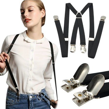 Features High quality X-back style suspenders. Adjustable triangle back piece. The 25mm width brace is wide enough that ensures you wearing comfortably. Length: 110cm (measured clip to clip end to end without stretch) Length stretchy, you can stretch to conform comfortably to your body. Four metal clips have four prongs to tightly attach to any type of pants ortrousers. Adjustment buckles allow you to adjust the length of straps. Strong stainless steel clips, button type design is easy and conve Adult Braces, Grey Suspenders, Red Suspenders, Clothes Clips, Suspenders For Kids, Braces Suspenders, Suspenders Men, Bag Clips, Men Vintage