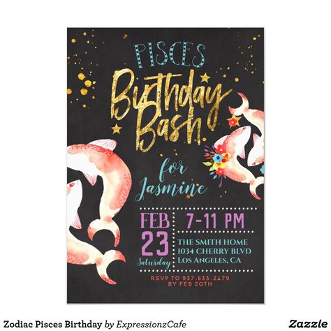 Pisces Party Theme, Zodiac Birthday Party, Pisces Party, 25 Birthday Decorations, Fishing Birthday Invitations, Summer Birthday Invitations, 25 Birthday, Pisces Birthday, Astrology Birthday