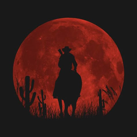 Check out this awesome 'Red+moon' design on @TeePublic! John Marston, Red Moon, Red Dead, Red Dead Redemption, Cowboy, Moon, T Shirts, Red, Design