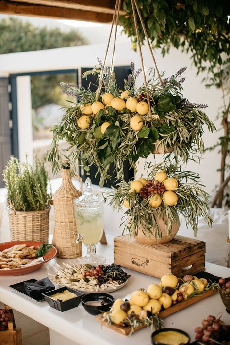 Bridal Shower Tuscan Theme, Italian Wedding Drinks, Italian Wedding Theme Tuscany, Greek Event Decor, Rustic Italian Table Setting, Greek Themed Bridal Shower Ideas, Italian Wedding Shower Ideas, Italian Theme Bridal Shower Ideas Tuscan Wedding, Tuscan Bridal Shower Ideas