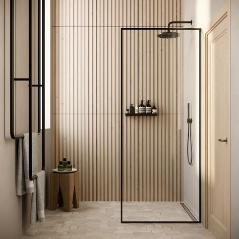 TileBar (@tilebar) • Instagram photos and videos Smart Bathroom Technology, Wood Tile Shower, Wood Tile Bathroom, Matte Porcelain Tile, Bathroom Color Schemes, Bathroom Inspiration Modern, Bathroom Redesign, Tile Trends, Modern Farmhouse Bathroom