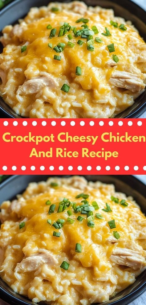 Craving a delicious and easy dinner? The Crockpot Cheesy Chicken and Rice Recipe is your answer. This family-friendly dish delivers mouthwatering flavors and tender ingredients, making it an ideal choice for stress-free dinner planning. Crockpot Cheesy Chicken And Rice, Crockpot Cheesy Chicken, Crockpot Rice Recipes, Chicken And Rice Crockpot, Creamy Cheesy Chicken, Cheesy Chicken And Rice, Broccoli And Cheddar, Chicken And Rice Recipe, Delicious Chicken Dinners