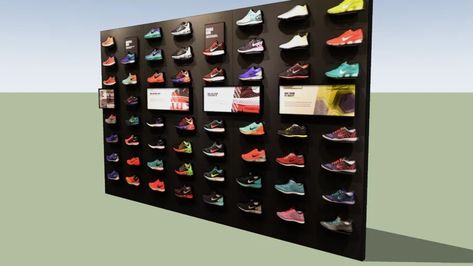 Nike Shoe Display Low Poly - - 3D Warehouse Nike Shoe Display, Nike Store Interior, Glass Shoes, Nike Shoe, Wall Panelling, Shoe Display, 3d Warehouse, Store Interior, Nike Store