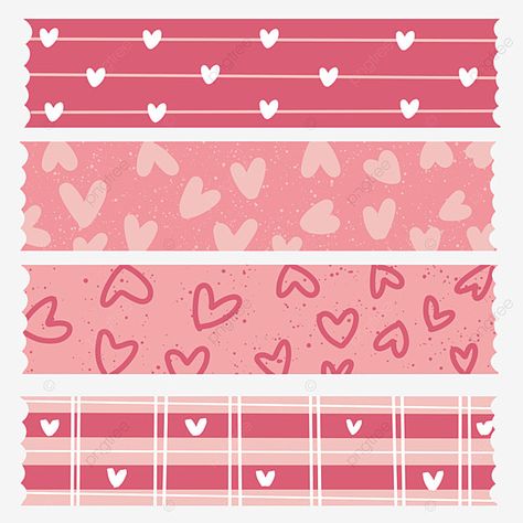 Washi Tape Valentines, Printable Paper Design, Washi Tape Ideas Printable, Cute Design For Scrapbook, Cute Washi Tape Design, Washi Tapes Design, Aesthetic Washi Tape Design, Pink Washi Tape Printable, Cute Washi Tape Png