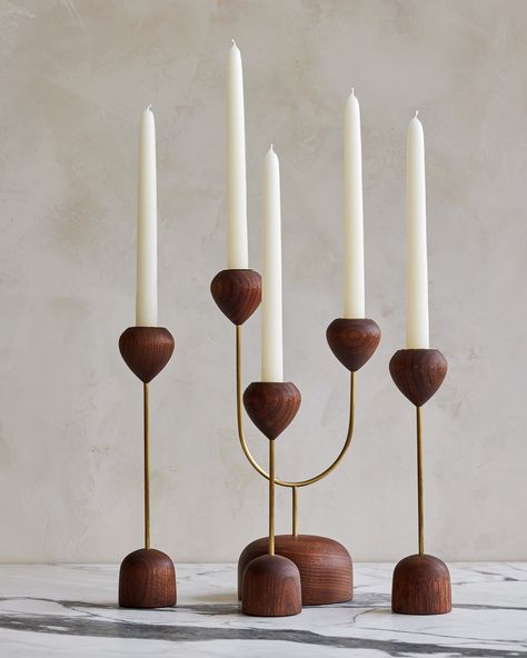 Tulip Candelabra - Walnut Wooden Taper Candle Holders, Candle Holder Ideas, Wood Turned Candle Holders, Turned Candle Holders, Tulip Candle, Candle Stands, Wood Candle Sticks, Wooden Accessories, Wooden Candle Holders