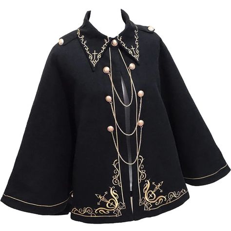 Get ready in style with this Steampunk woolen cloak. Crafted with precision and attention to detail, this Steampunk cloak is made from high-quality woolen fabric, ensuring warmth and comfort during those chilly Steampunk adventures. The classic Steampunk design and intricate details, such as antique buttons and ornate School Coat, Steampunk Coat, Cross Embroidery, Long Cape, Steampunk Design, Magic School, Gold Cross, Fantasy Clothing, Steampunk Fashion