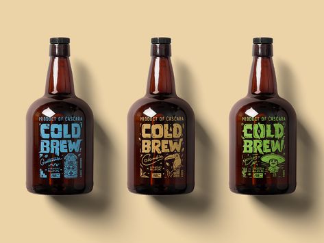 Cascara Coffee Co. - Cold Brew Bottle Labels by M Suleyman Saglam on Dribbble Cold Brew Bottle, Brewery Logo Design, Cold Brew Packaging, Brewery Logo, Coffee Shop Branding, Coffee Label, Coffee Brand, Bottle Label Design, Coffee Business