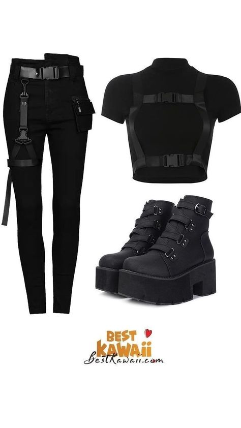 Anime Outfits Casual, Spy Outfit, Combat Clothes, Black Clothes, 2 Am, Tomboy Style Outfits, Gothic Outfits, Tomboy Fashion, Winter Aesthetic