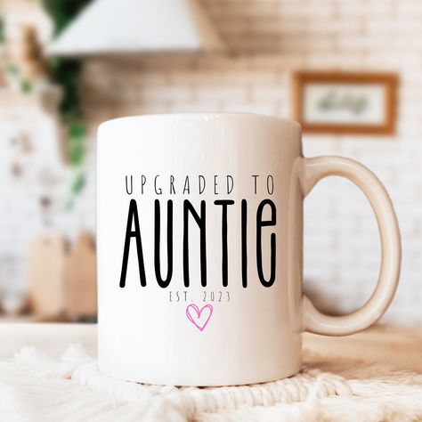 Promoted to Auntie Gift, Baby Announcement Coffee Mug for Aunt, Baby Reveal Tio Mug, Tia, Pregnancy Birth Announcement, Sister Tia Announcement, Baby Announcement To Aunt, Baby Announcing Ideas To Family, Baby Arrival Announcement, Family Baby Announcement, Promoted To Auntie, Aunt Baby, Brain Models, Auntie Baby