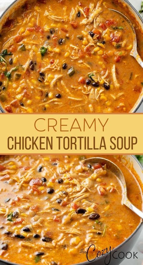 Dinner Idea Easy, Holiday Soups, Chicken Cheddar, Creamy Chicken Tortilla Soup, Chicken Tortilla Soup Recipe, Dairy Free Soup, Chicken Tortillas Soups Recipe, Keto Beef Recipes, Tortilla Soup Recipe