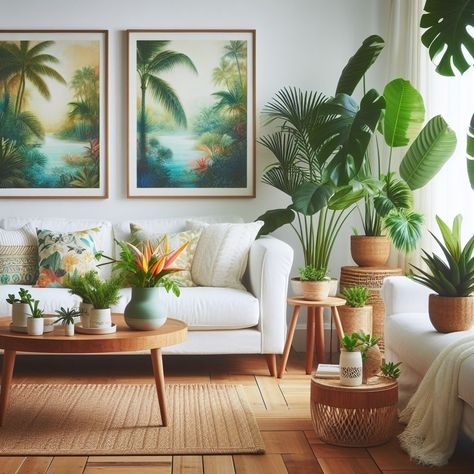 Tropical Bliss: Main Image of Paradise-Inspired Home Decor Caribbean Interior Design Modern, Tropical Interior Design Living Rooms, Tropical Decor Ideas, Modern Tropical Interior Design, Tropical Living Room Ideas, Modern Tropical Interior, Tropical House Decor, Tropical Living Room, Tropical Interiors