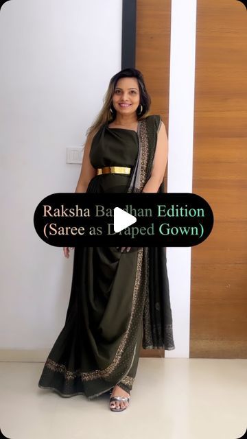 Saree Dropping Ideas, Gown From Saree, Gown Saree, Drape Gown, Saree Ideas, Draped Gown, Saree Draping Styles, Indian Fashion Trends, Saree Draping