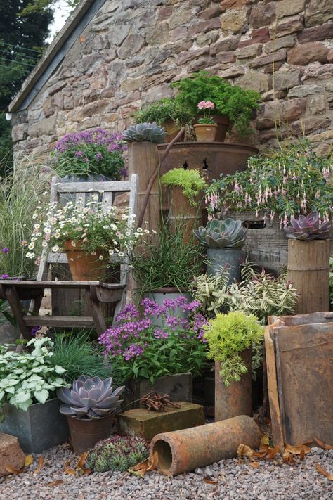 Simple Decor Ideas, Outdoor Sanctuary, Side Garden, Patio Plants, Garden Containers, Garden Oasis, Home Decorating Ideas, Courtyard Garden, Rustic Gardens