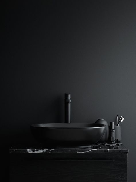 vosgesparis: Beautiful dark bathrooms styled by Lotta Agaton Black Interiors, Luxury Bathroom Master Baths, Dark Bathrooms, Black Interior Design, Trendy Bathroom, Dark Interiors, Black Everything, Bath Room, Decoration Inspiration