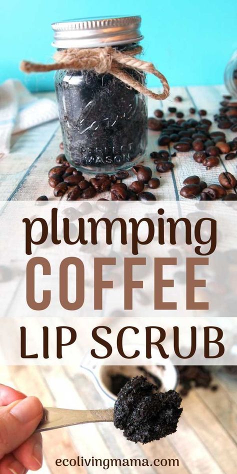 Homemade coffee lip scrub is the best way to exfoliate, moisturize and plump lips. DIY lip scrub is made with only 4 ingredients and is super easy to make. It can be made with fresh or used coffee grounds and makes an amazing homemade gift. Scrubs For Face, Coffee Lip Scrub, Coffee Scrub Recipe, Homemade Coffee Scrub, Used Coffee Grounds, Diy Lip Scrub, Homemade Gift Idea, Coffee Scrub Diy, Lip Scrub Recipe