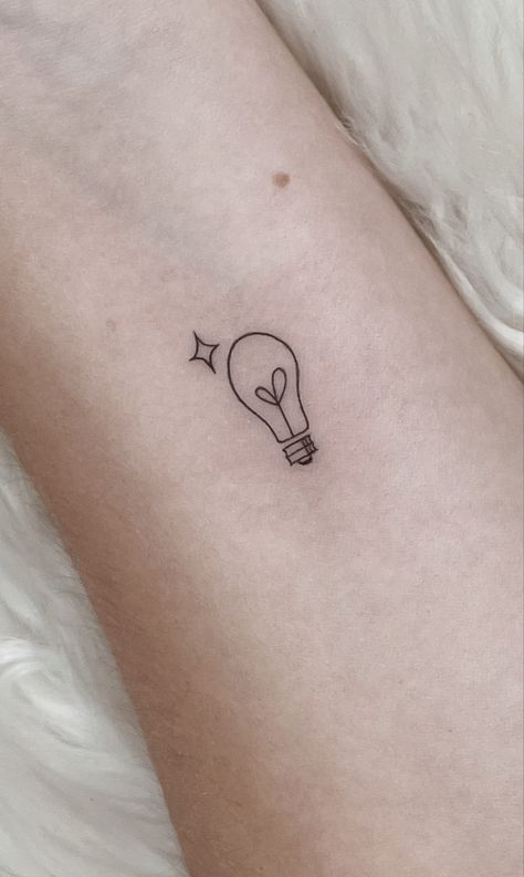 Lightbulb Butterfly Tattoo, Small Light Bulb Tattoo, Light Of My Life Tattoo, Small Lightbulb Tattoo, Be A Light Tattoo, Love And Light Tattoo, Tattoos For Teachers, All Lights Turned Off Tattoo, Cousins Tattoos