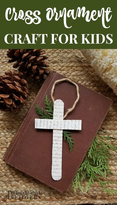 Christmas Crafts For Kids Church, Easy Nativity Ornaments, Christian Diy Ornaments, Church Christmas Ornaments Diy, Christmas Vbs Ideas, Cross Ornaments Diy Christmas Crafts, Childrens Church Christmas Craft, Christmas Crafts For Church, Christmas Ornament Crafts For Kids Easy