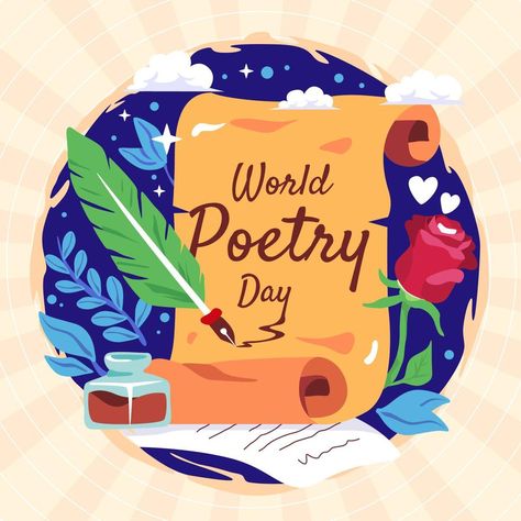 National Poetry Day, World Poetry Day, Poetry Day, Page Decoration, Writing Motivation, World Days, Life Thoughts, Cute Messages, International Day