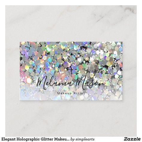 Glitter Business Cards, Makeup Artist Business Cards, Hairstylist Business Cards, Business Card Design Inspiration, Black Business Card, Glitter Dust, Square Business Card, Modern Business Cards, Glitter Makeup