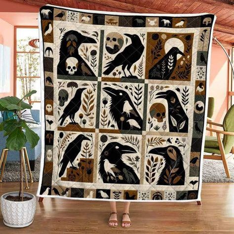 Crow Quilt, Bird Quilt, Halloween Quilts, Animal Quilts, Crafty Craft, Quilting Crafts, Applique Quilts, Crows, Fabric Art