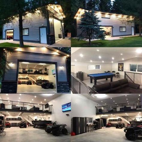 Garage goals Dream Garage Workshop, Garage With Lift, Workshop Organisation, Garage Door House, Man Garage, Garage Loft, Dream Car Garage, Barn Garage, Man Cave Home Bar