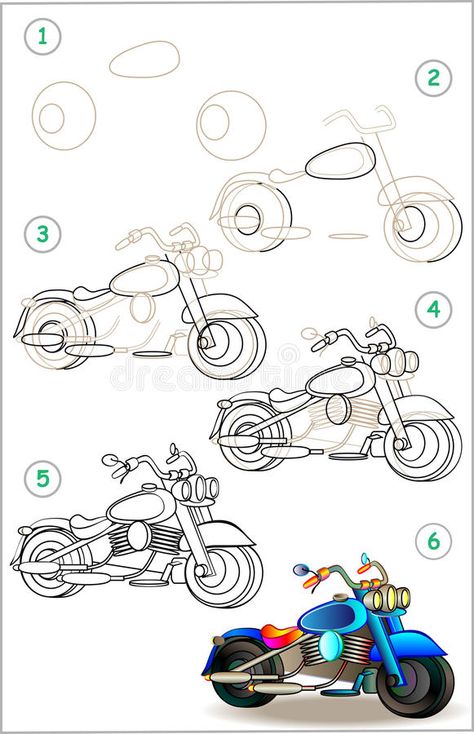 Motorbike Drawing, Step Children, Car Drawing Easy, Mathematics Art, Motorcycle Drawing, Bike Drawing, Drawing Machine, Cool Car Drawings, Creative Drawing Prompts