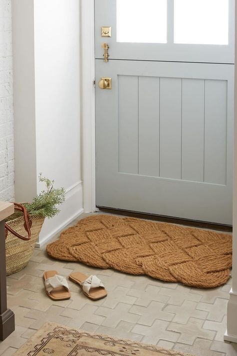 Introduce style and functionality to your entryway or patio with our classic hand-woven doormats. Offering durability and aesthetic appeal, these doormats are made from natural materials to complement your home decor style. Shop our collection of doormats, rugs, baskets, and faux botanicals to find the perfect finishing touches to your entryway space at katemarkerhome.com! Kate Marker Interiors, One Step At A Time, Door Mats, Interior Projects, Upholstered Furniture, Entryway Decor, Home Decor Styles, Home Collections, Natural Materials