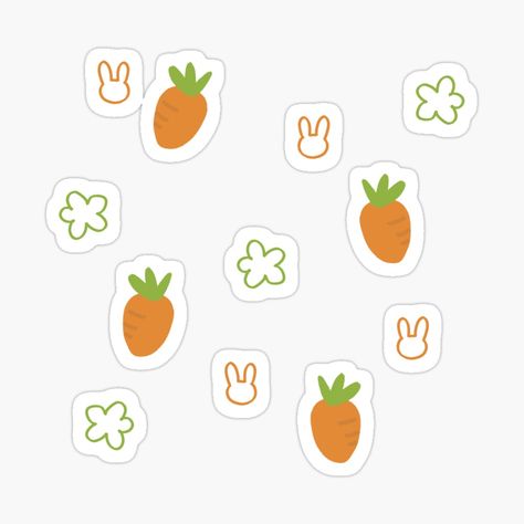 Carrot Doodle, Carrot Pattern, Cute Carrot, Rabbit Drawing, Black And White Stickers, Plastic Stickers, Face Stickers, Decorate Notebook, Sticker Cute