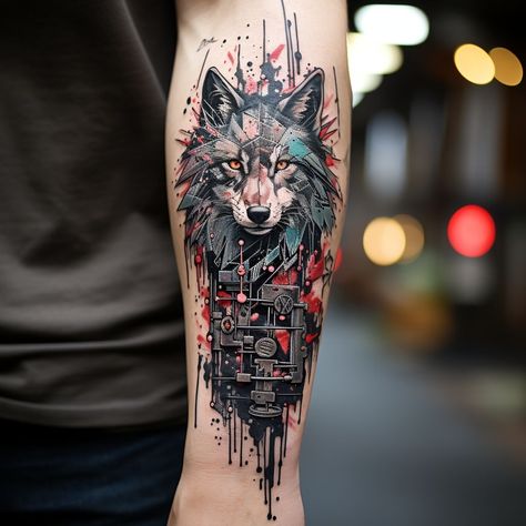 Sigma Tattoo Design, Wolf Tattoo Color, Arm Tattoos Color, Wolf Tattoo Forearm, Lone Wolf Tattoo, Wolf Tattoos For Women, Rider Quotes, Chest Tattoo Drawings, Cute Tattoo Ideas