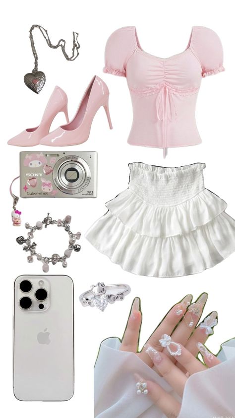 pink coquette outfits inspo #coquetteoutfit #coquettegirl #pink #aestheticpreppy #outfitinspo Cutesy Outfits Pink, Cuqoutte Outfits, Coquette Soft Style Outfit, Coqquete Outfits Ideas, Coquette Outfit Ideas Aesthetic, Soft Girly Outfits, Y2k Coquette Outfits, Simple Coquette Outfits, Girly Pink Outfits