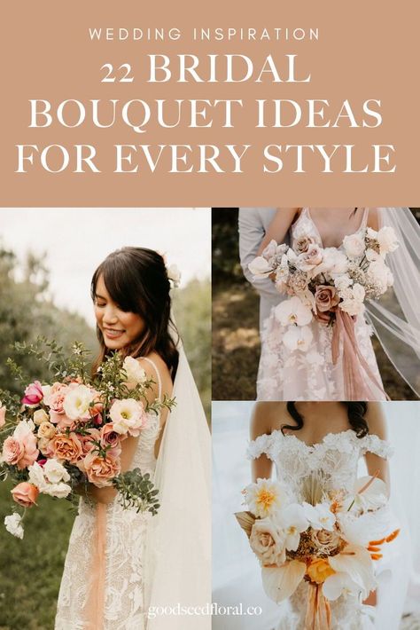 Original Wedding Bouquet, 2023 Bouquet Trends, Vintage Bride Bouquet, Wedding Bouquet Types, 2023 Wedding Bouquet Trends, Loose Bridal Bouquet, Types Of Bridal Bouquets, Unique Bridal Bouquets Ideas, Bridal Bouquets Spring