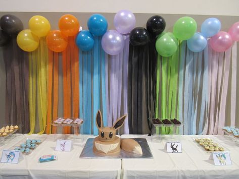 Eevee Party Ideas, Pokemon Evee Birthday Party, Eevee Evolutions Birthday Party Ideas, Eeveelutions Birthday Party, Evee Birthday Party, Eevee Evolutions Birthday Party, Eevee Themed Party, Eeveelution Birthday Party, Evee Evolution Birthday Party