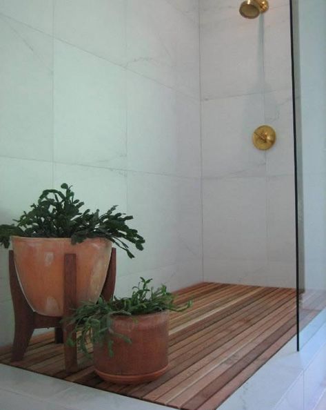 If you're searching for a new bathroom floor, you come to the right place. We have a wide selection of teak shower floors available for lowest price online. Take a look: https://www.labourmatters.com/teak-shower-floor/ Wood Shower Floor, Shower Floor Ideas, Teak Shower Floor, Interior Design Wood, Suite Master, Teak Flooring, Walk In Shower Designs, Wood Interior Design, Floor Ideas