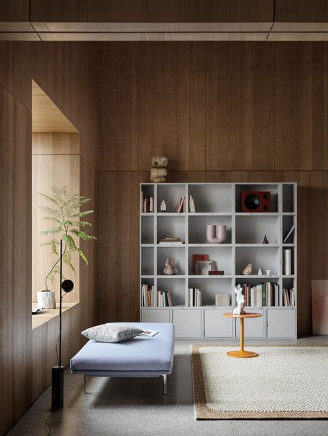 Stacked Lifestyle Image Muuto Stacked, Stacked Storage, Modular Storage, Shelving Systems, Wooden Plates, Functional Storage, Design Within Reach, Storage System, Cozy Living