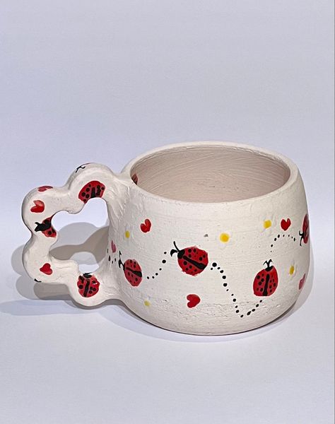 Ladybug Pottery Painting, Ladybug Pottery, Ceramic Cafe, Pottery Painting, Ceramic Painting, Handmade Pottery, Ceramic Mugs, Handmade Ceramics, Dinnerware