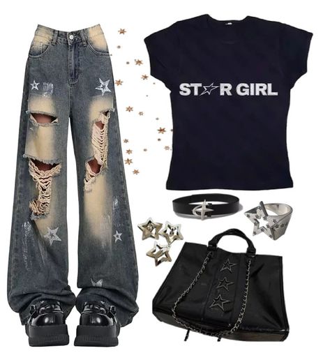 Star Girl Aesthetic Outfit - Boogzel Clothing Outfit | ShopLook Star Pants Outfit, Stargirl Fits, Star Aesthetic Outfit, Star Girl Aesthetic Outfits, Sonic Outfit, 2000s Alt Fashion, Stargirl Outfits, Star Girl Aesthetic, Grungy Outfit