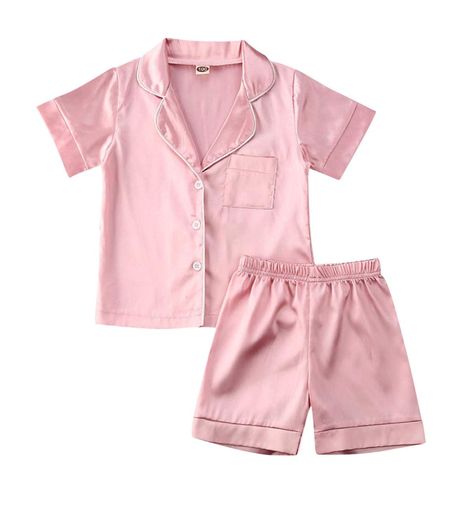 PRICES MAY VARY. Silk Satin Imported Button closure Material: Satin, luxurious, soft silky and comfortable. Fit for girls and boys Classic buttons-front pajama set for children kids girls, long sleeve button-down top and elastic long pants two pieces sleeper clothes set Simple and comfortable design fashion kids sleepwear pjs loungewear suit for 1t 2t 3t 4t 5t 6t toddler kids baby girls boys, fit for spring, autumn/fall, winter Occasion: Pajama party, sleep on it, sleeping wear, casual loungewea Silk Pajamas Shorts, Summer Pajama Set, Loungewear Dress, Pyjama Satin, Short Loungewear, Loungewear Outfits, Seluar Pendek, Girls Sleepwear, Summer Pajamas